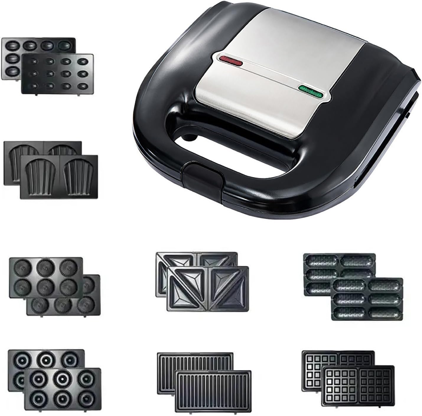 8-in-1 Panini Press Grill Sandwich Maker, Sandwich Press and Griddle Grill Combo with Removable Grilling Plates Cool Touch Handle LED Indicator Lights, for Indoor BBQ Flat Top Grill