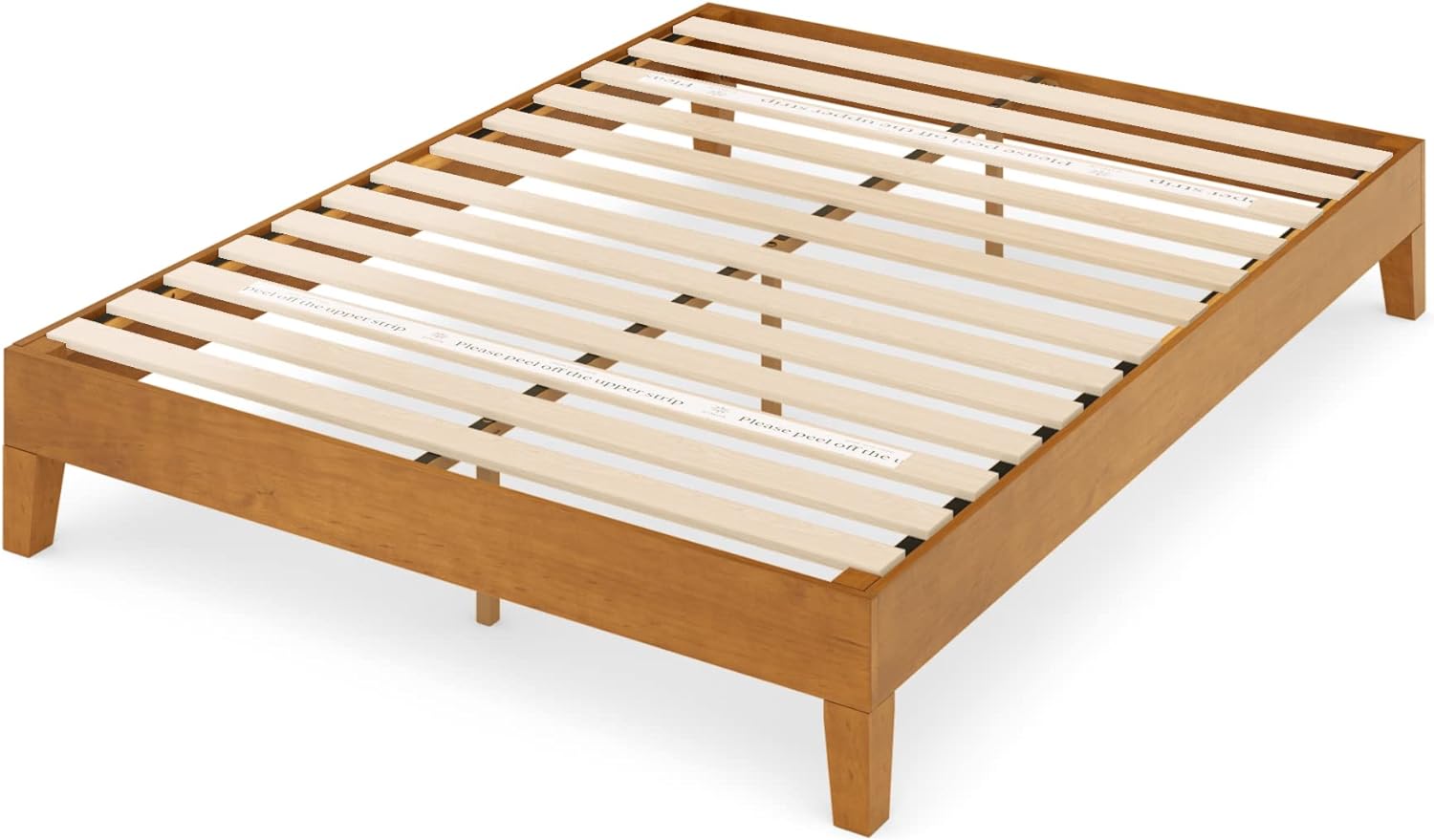 Zinus Alexis Deluxe Wood Platform Bed Frame, Solid Wood Foundation, No Box Spring Needed, Wood Slat Support, Easy Assembly, Rustic Pine, King