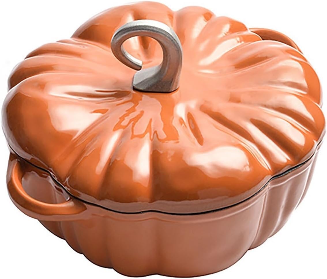 3.7L Dutch Oven Pot with Lid Chef Food Enthusiasts Cast Iron Braiser Dual Handles Enameled Nonstick Soup Pot Induction Universal(Orange)