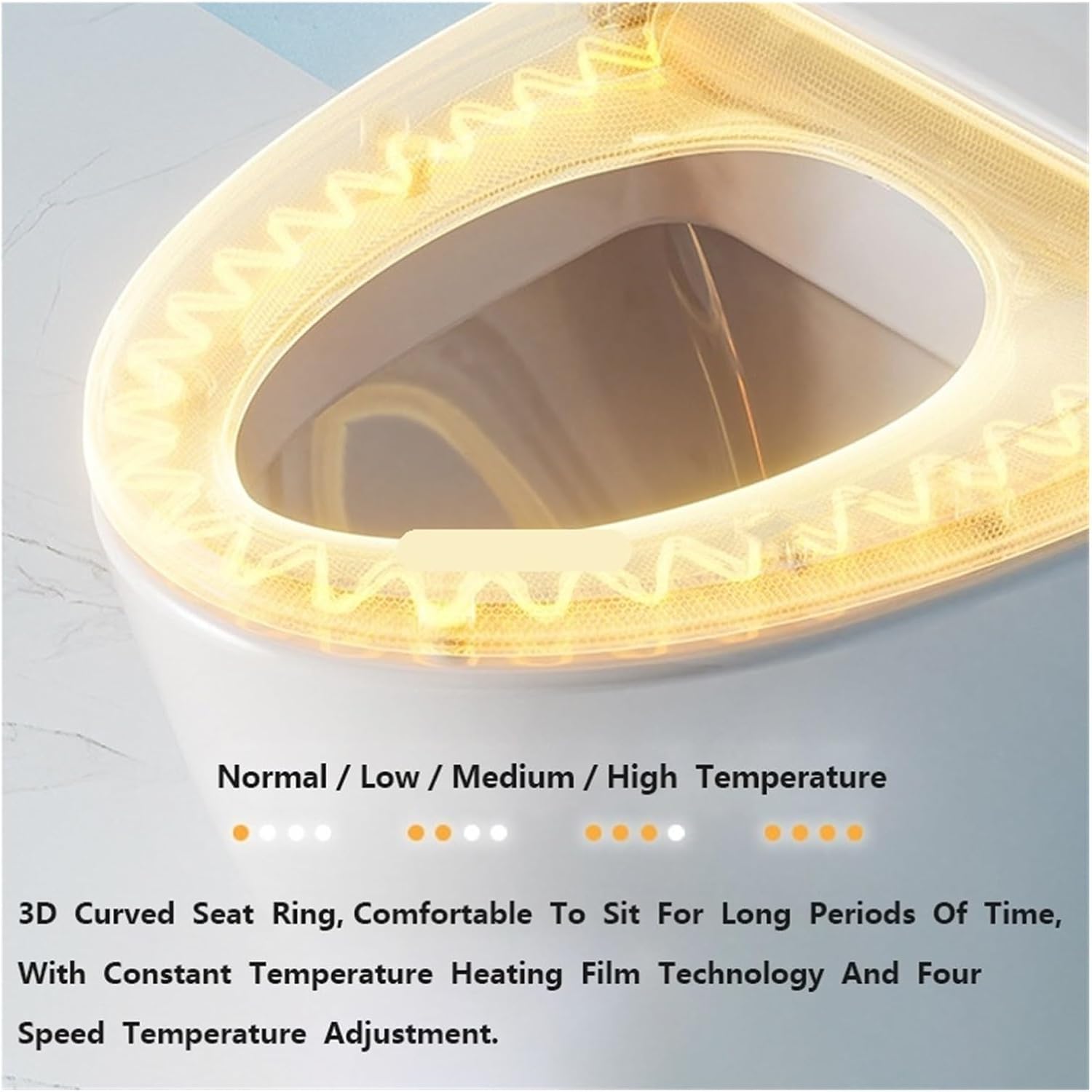 Electric Smart Bidet Toilet Seat with Heated Instant Warm Water Slow Close Elongated Intelligent Cover Lid(Long-510mm,UK Plug)