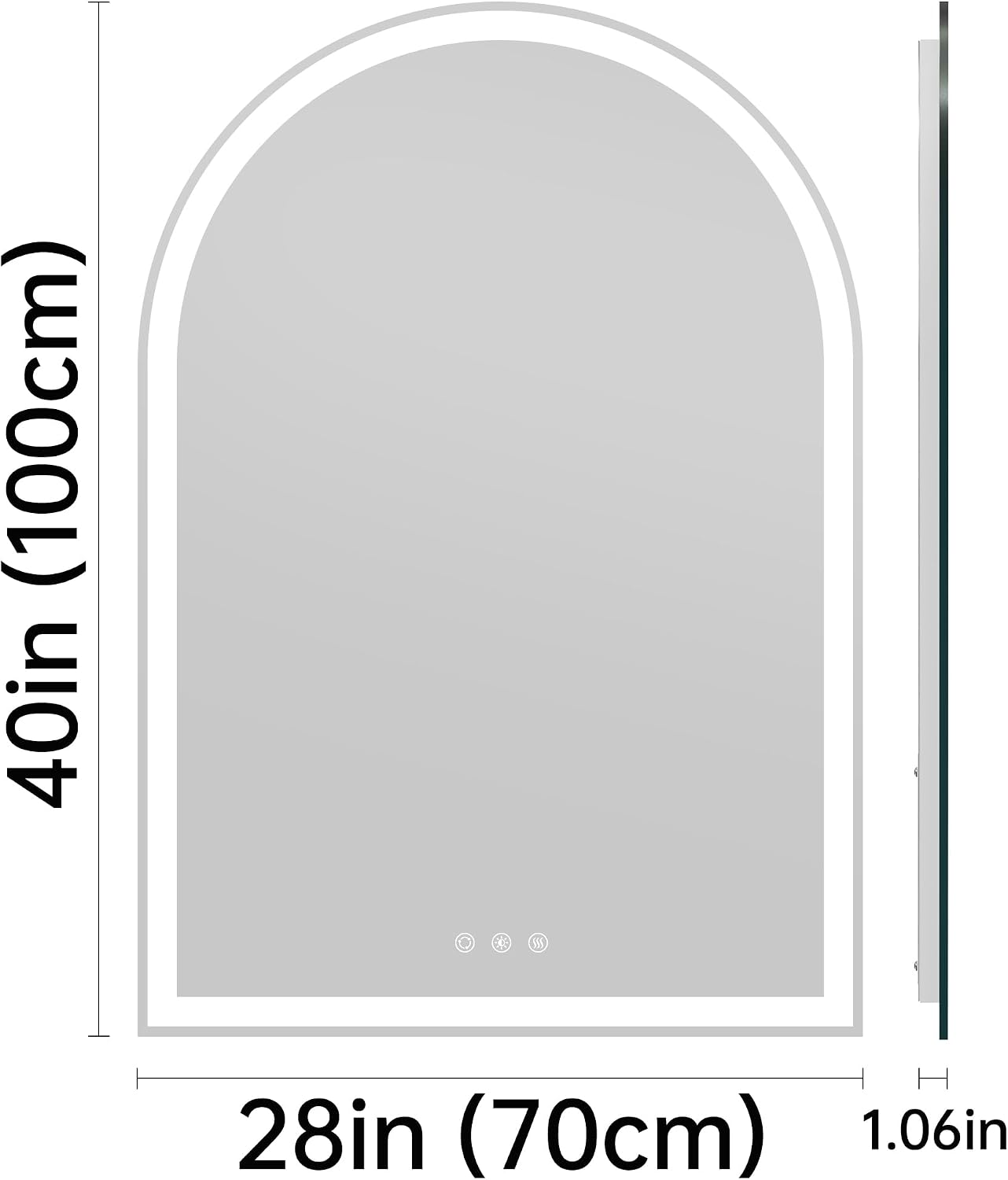 Arched Bathroom Mirror with Lights 28'x40'- Frameless LED Mirror for Bathroom, Fogless, Dimmable, 3 Color Changing, Shatterproof, Touch Sensor