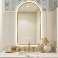 36 x 24 Arched LED Bathroom Mirror, Brushed Gold Framed, Backlit Vanity Mirror with Lights, Wall Mounted Lighted Mirror, Dimmable 3-Color Shatter-Proof Arch Smart Mirror, UL-Listed, CRI≥93