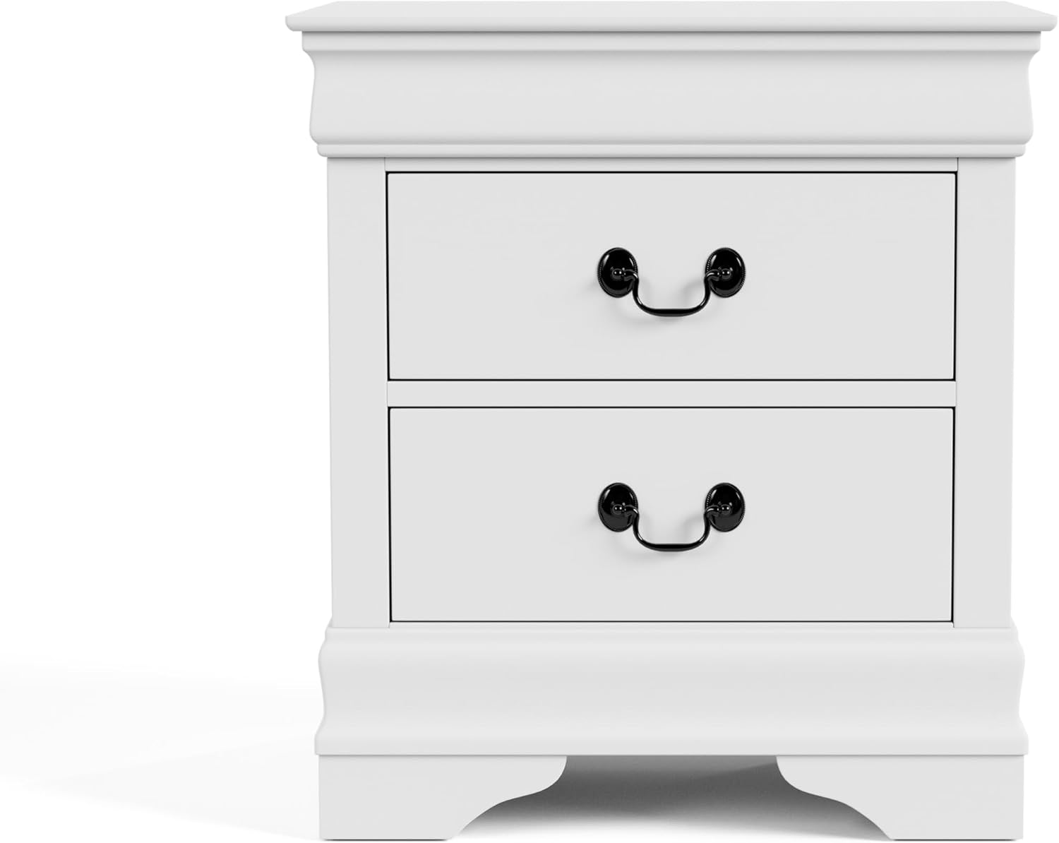 Furniture of America Arabella Traditional Solid Wood 3 Piece Bedroom Set, Full Bed Frame and Nightstands Set of 2, Chic Sleigh Design Bedframe with Headboard and Footboard, Box Spring Needed, White