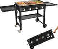 Propane Griddle on Cart, 36' Heavy Duty Manual Flat Top Griddle, Outdoor Cooking Station with Side Shelves, Steel Propane Gas Griddle, 4-Burners Restaurant Portable Grill - 60,000 BTU