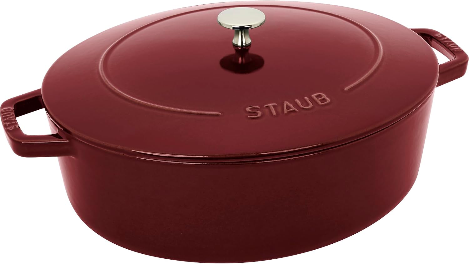 Staub Cast Iron 6.25-qt Shallow Oval Dutch Oven - Grenadine