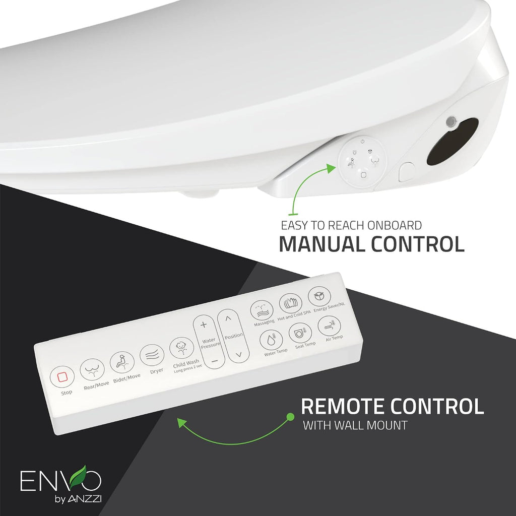 Ember Elongated Smart Electric Bidet Toilet Seat with Remote Control and Heated Seat