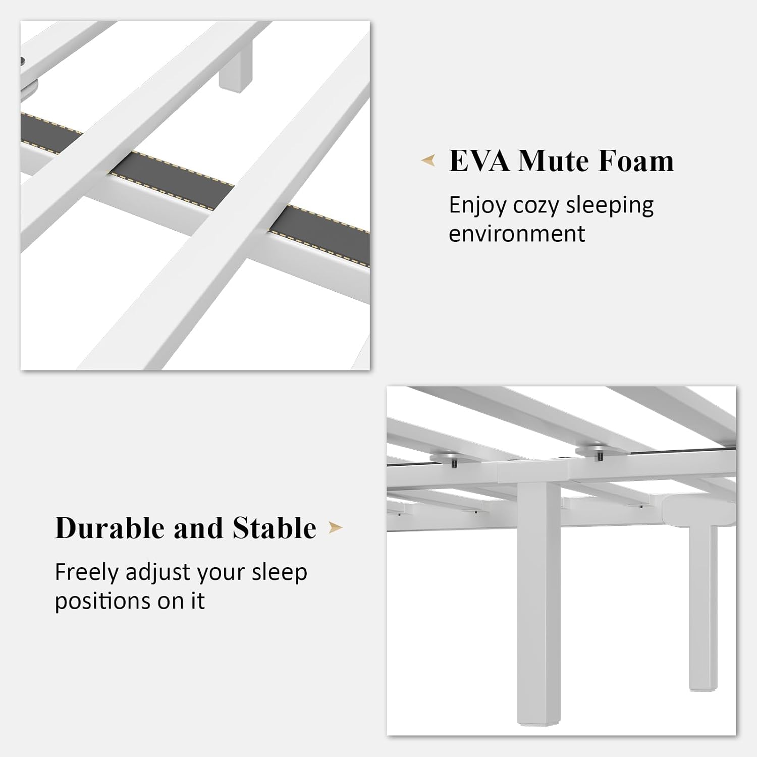 LOEWAY Full Metal Bed Frame with Classical Headboard and Footboard, Platform Bed Frame with Sturdy Metal Slats Support, Adequate Under Bed Storage, No Box Spring Needed, Easy Assembly, White