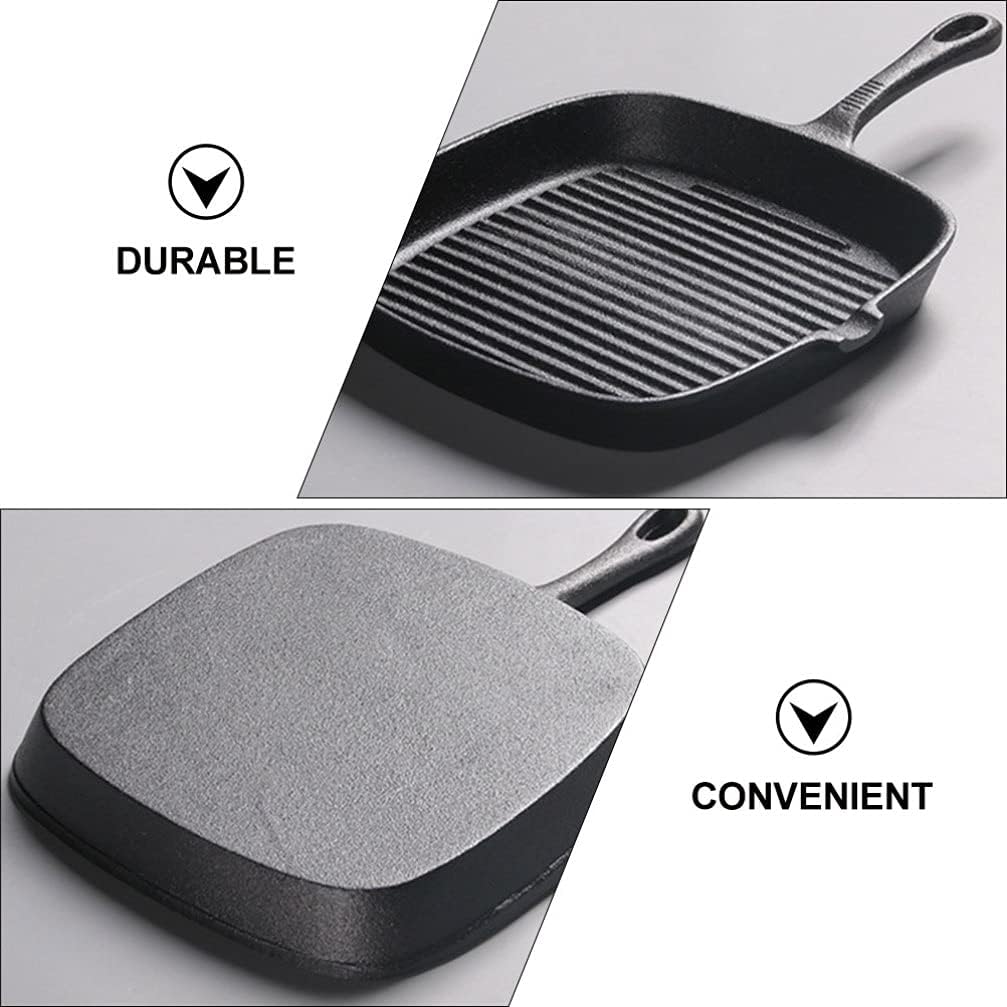 Grill Pan Frying Pan Steak Bacon Pan Deep Square Griddle Pan Iron Kitchen Grill Cookware for Steak Fish BBQ 2Pcs Wok