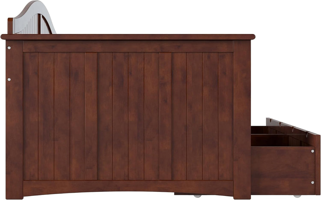 AFI, Nantucket Twin Size Wood Daybed Frame with 2 Storage Drawers, Walnut (Brown)