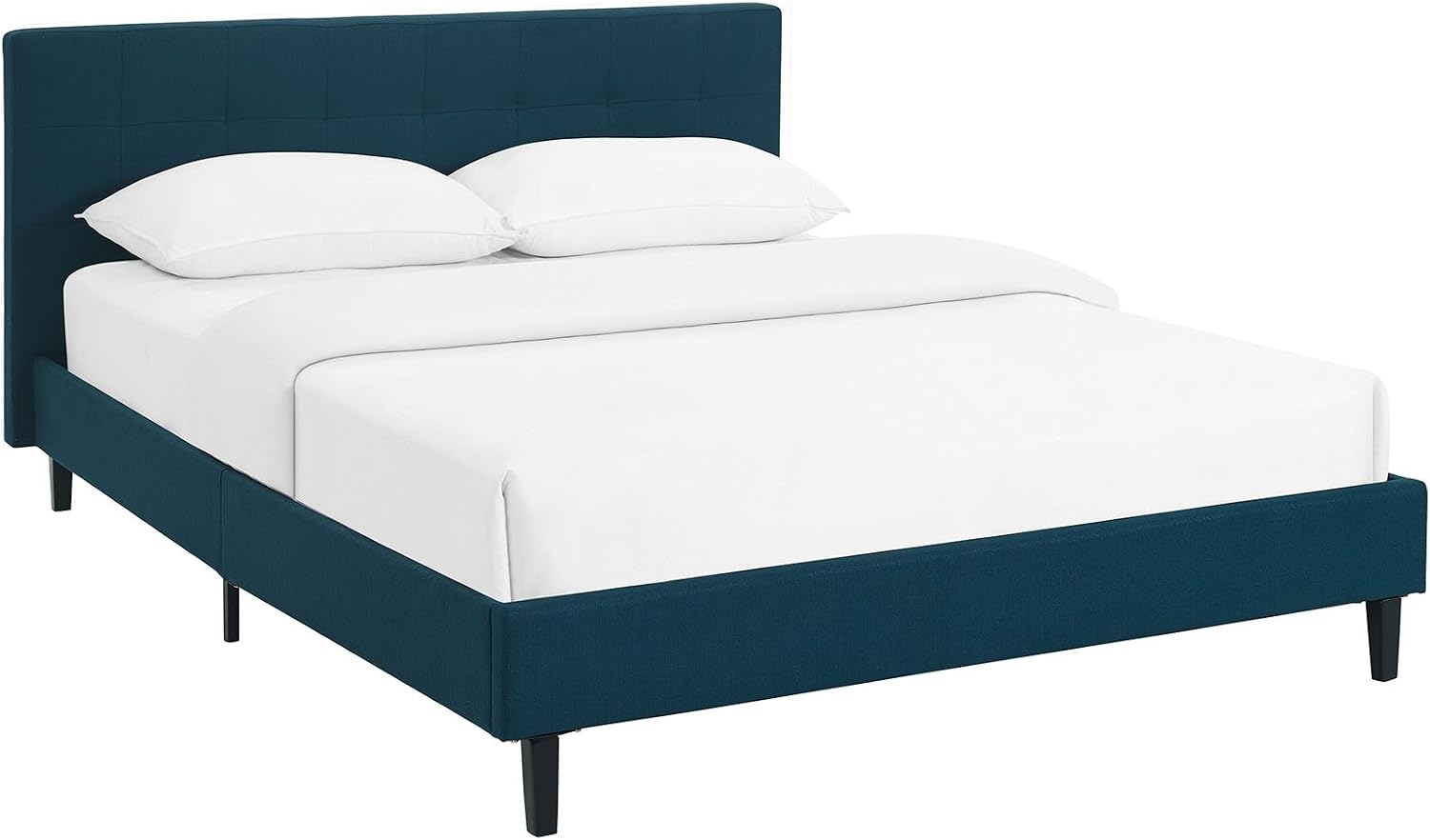 Modway Linnea Upholstered Azure Queen Platform Bed with Wood Slat Support