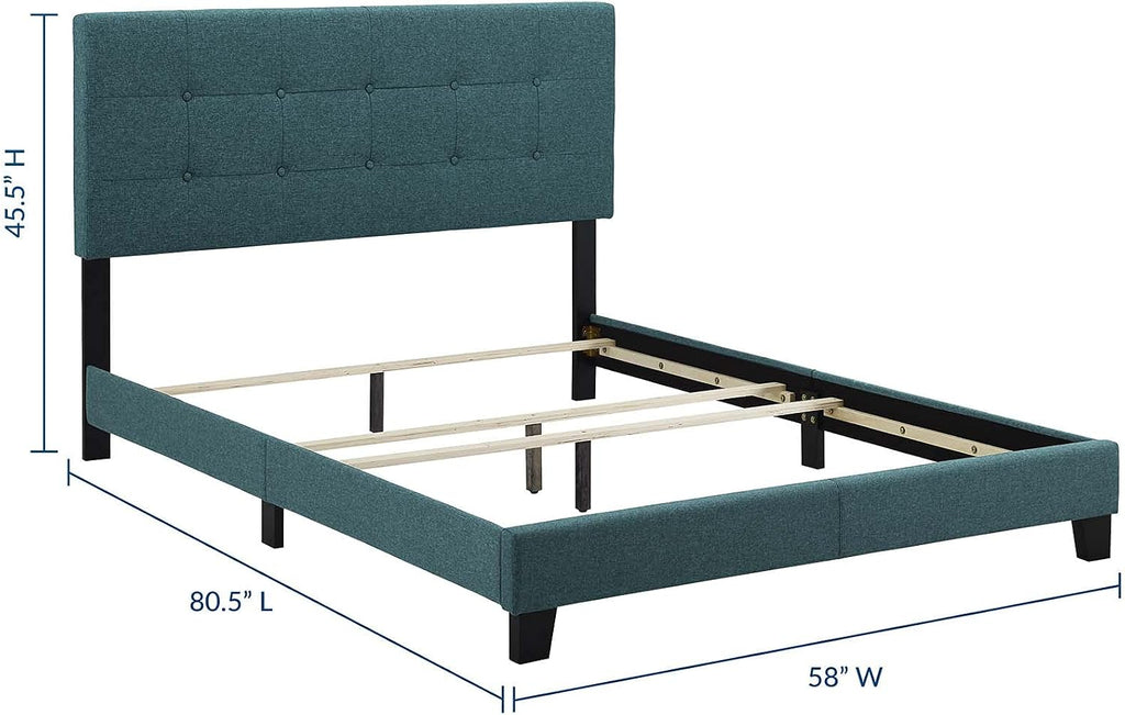 Modway Amira Tufted Fabric Upholstered Full Bed Frame With Headboard In Teal