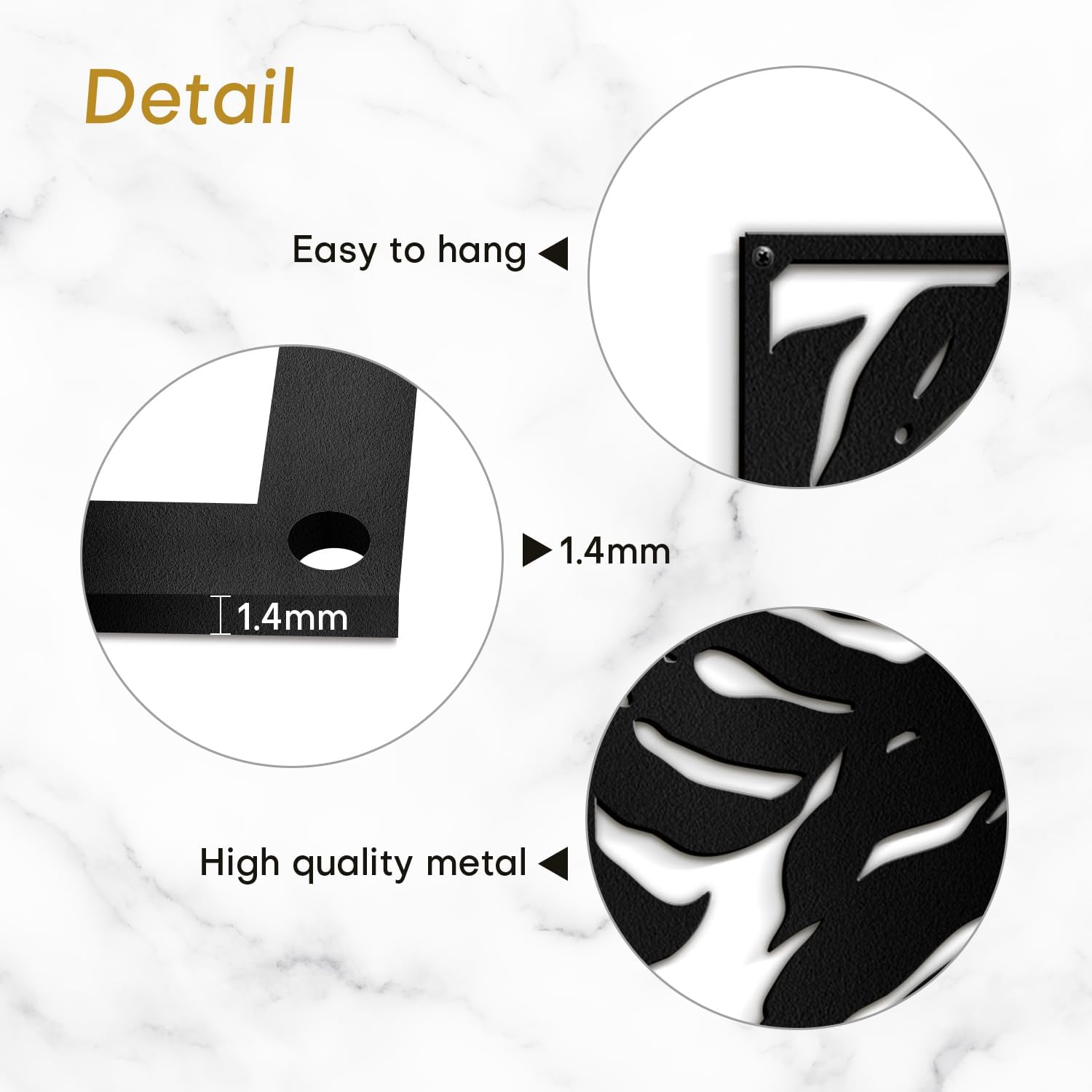 SIGNLEADER Metal Wall Art Decor Botanical Leaf Minimalist Modern Wall Sculpture Hangings Home Decoration for Living Room, Bedroom, Bathroom, Kitchen, Outdoor - 36' Black