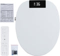 Electric Bidet Toilet Seat, Bidet Attachment for Toilet, Elongated Heated Toilet Seat with Instant Warm Water & Dryer, Self-Clean Nozzle, Automatic Flip Cover US Plug