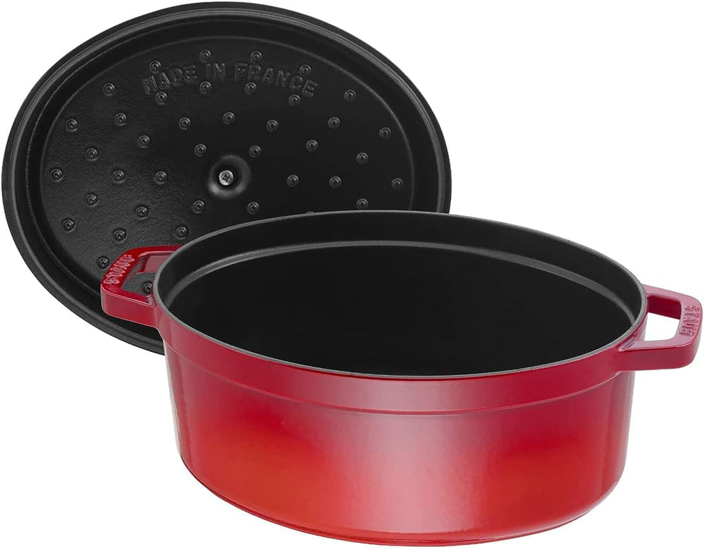 Staub La Cocotte Oval 40509-866 'Pico Cocotte Oval Cherry 12.2 inches (31 cm), Large, Two-Handed, Cast Enameled Pot, Induction Compatible