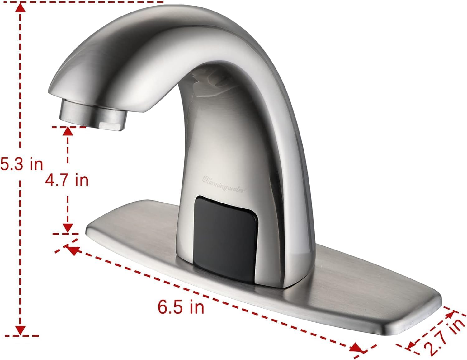 Charmingwater Touchless Bathroom Sink Faucet with Automatic Sensor, Motion Bathroom Faucet with Hole Cover Plate, Brushed Nickel