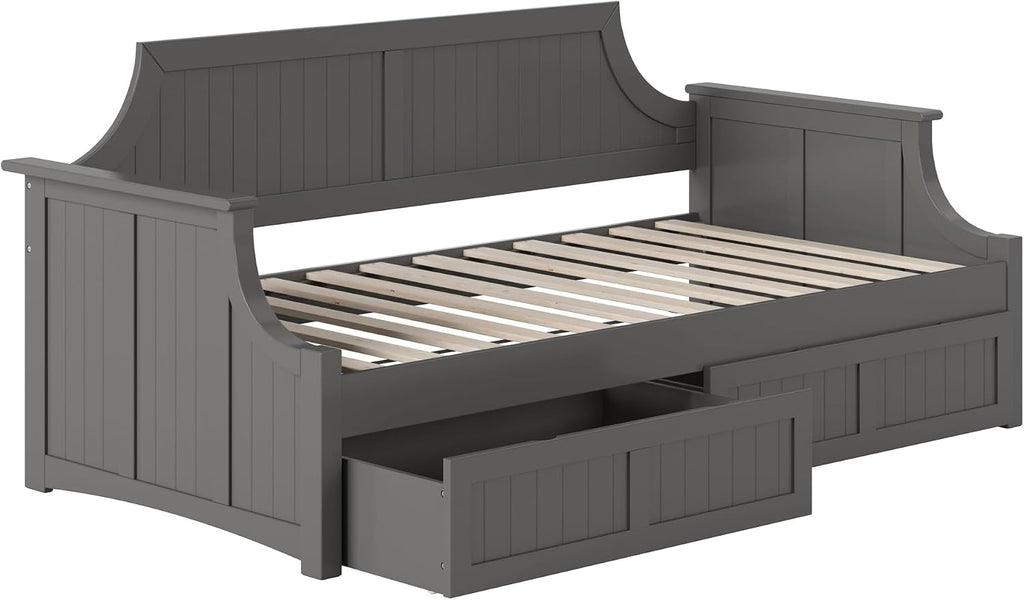AFI Cambridge Twin Wood Daybed with Set of 2 Drawers in Grey
