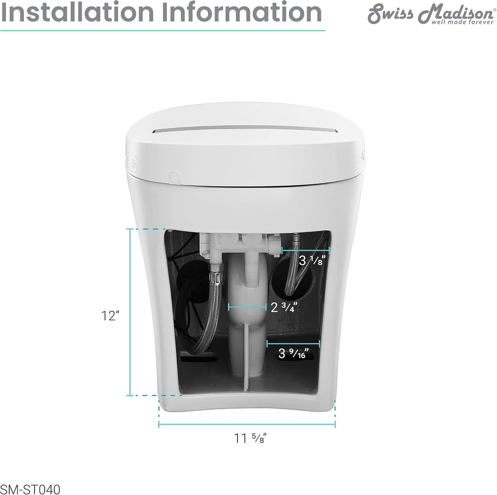 Swiss Madison Hugo Smart Toilet, Touchless Vortex™ Dual-Flush 1.1/1.6 gpf Tankless Toilets for Bathroom
