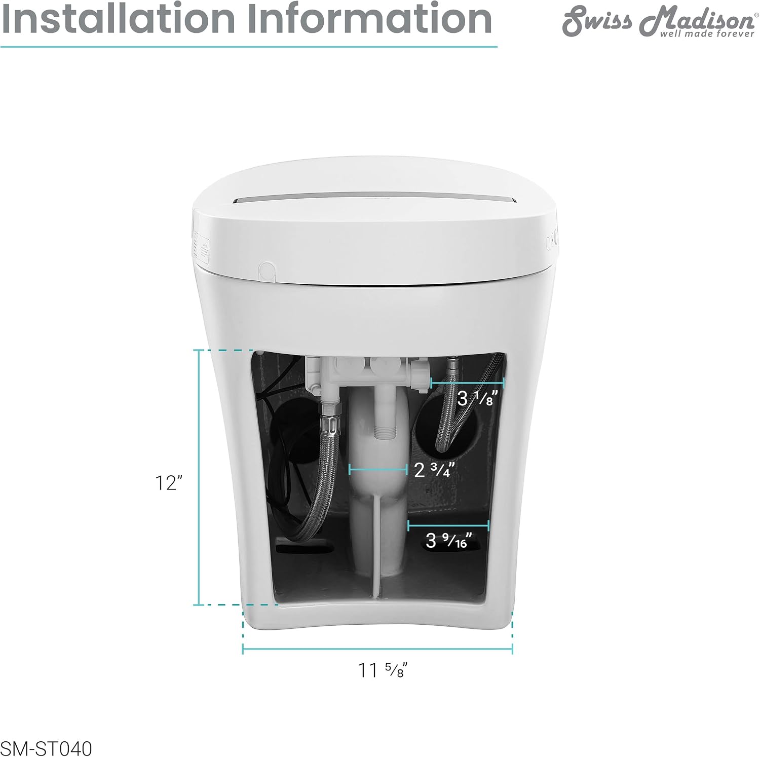 Swiss Madison Hugo Smart Toilet, Touchless Vortex™ Dual-Flush 1.1/1.6 gpf Tankless Toilets for Bathroom