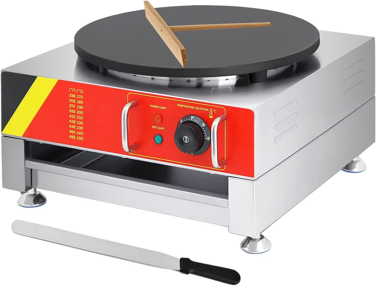 16' Electric Crepe Maker Pancake Making Machine Round Crepe Griddle With heating Plate Commerical (Silver(110V))