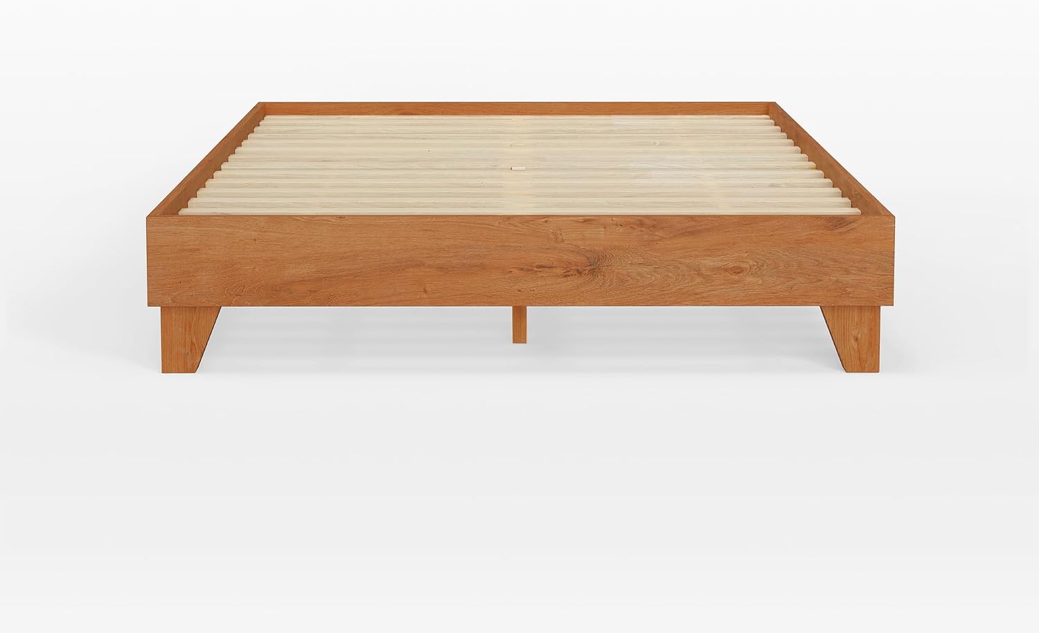 eLuxurySupply Wooden Platform Bed Frame Queen Size, Almond - Low Profile, No Box Spring Needed, Easy Assembly, Wooden Modern Minimalist Style