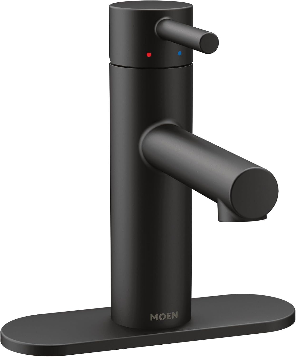 Moen Align Matte Black One-Handle Modern Bathroom Faucet with Drain Assembly and Optional Deckplate, 6190BL