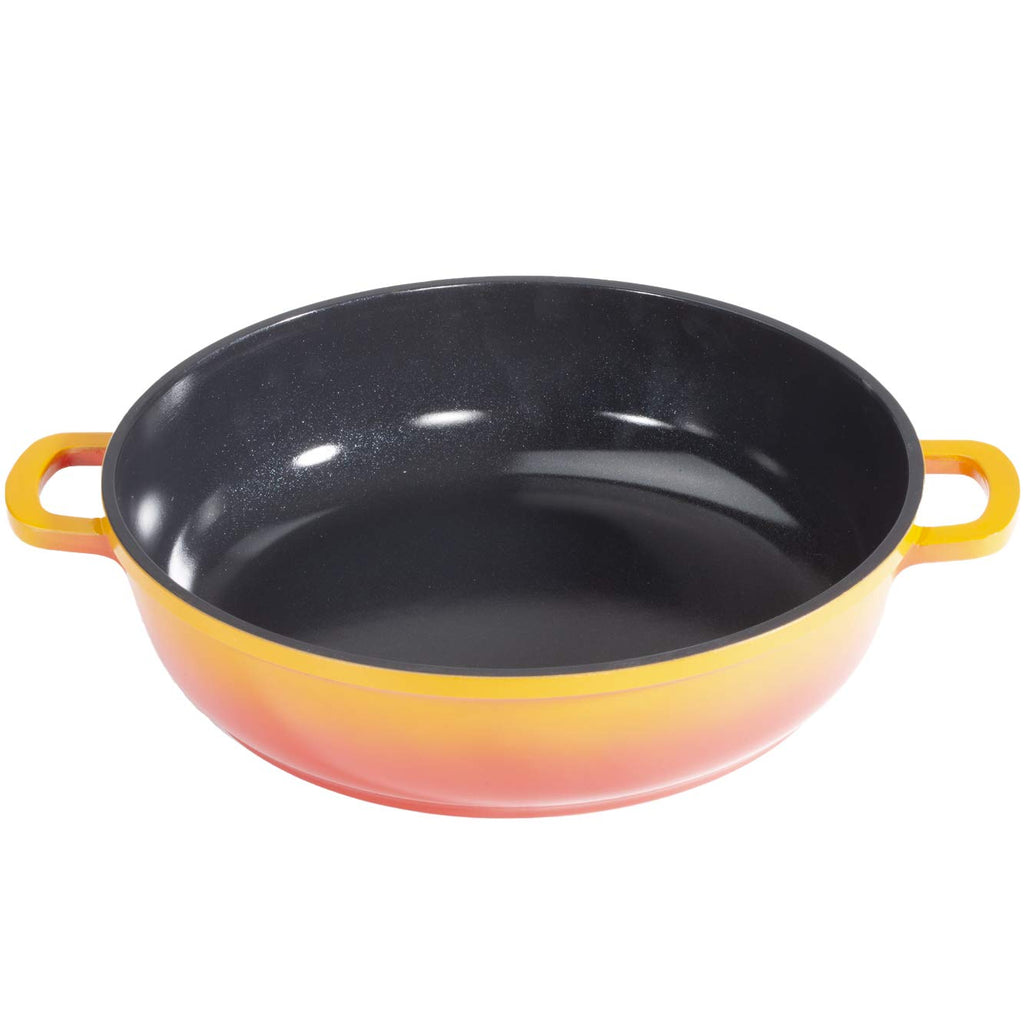 G.E.T. CA-008-O/BK Heiss Lightweight Cast Aluminum Braiser Pan/Casserole Dish, 4.5 Quart, Orange