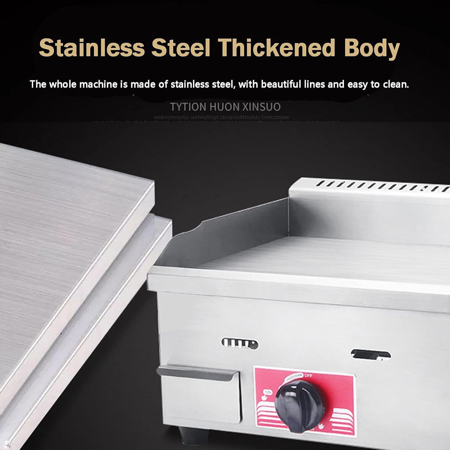 Commercial Gas Griddle Countertop Flat Top Griddle - Adjustable Temperature Kitchen LPG Grill for Snack Bars, Food Courts, Western Restaurants