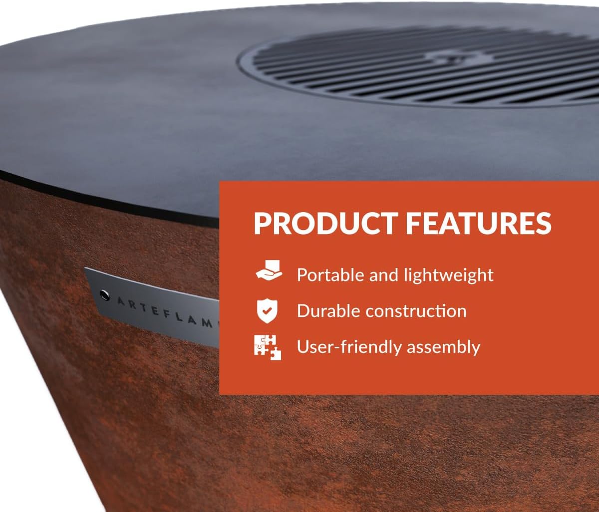 ARTEFLAME Charcoal BBQ Grill, Griddle, and Fire Pit | Gourmet Outdoor Cooking Essential | Steakhouse Searing (40' One Series with 2 Grilling Accessories) Made in USA