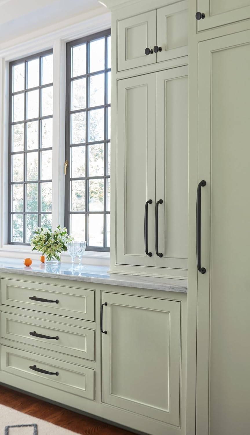 Amerock BP54056FB | Matte Black Appliance Pull | 18 inch (457 mm) Center to Center Cabinet Handle | Renown | Furniture Hardware