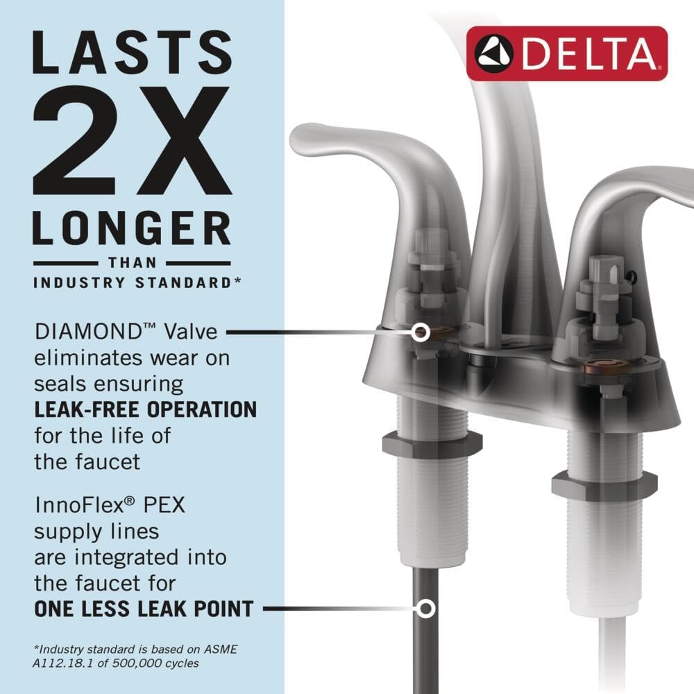Delta Lahara Centerset Brushed Gold Bathroom Faucet, 4 Inch 3 Hole Bathroom Sink Faucet for Vanity, Metal Push-Pop Drain Assembly, Champagne Bronze 2538-CZMPU-DST