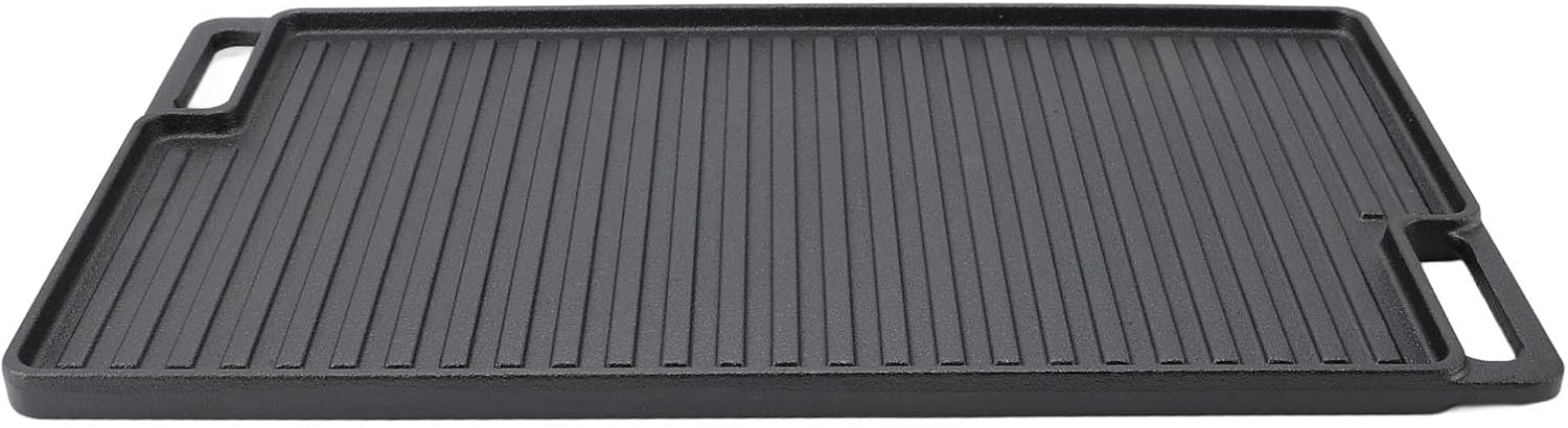 Cast Iron Reversible Grill Griddle, Non Stick Flat Top with Handles for Oven, Stovetop, and Grill