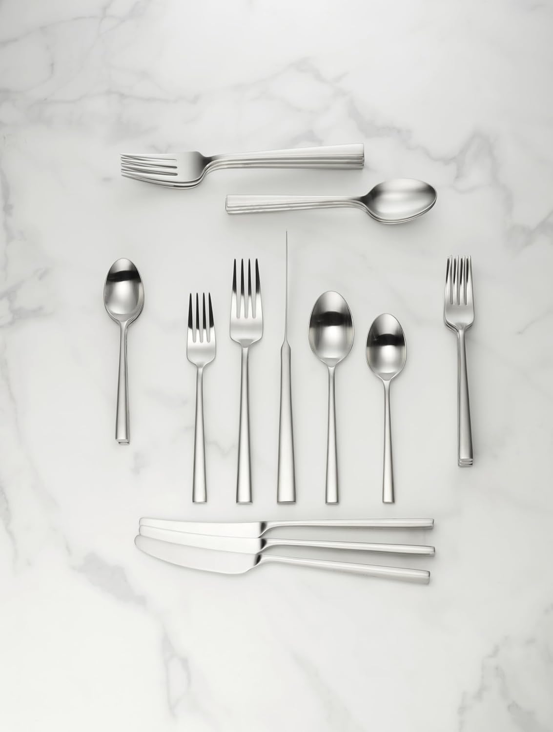 Kate Spade New York Malmo Satin 20-Piece Flatware Set, 4.75 LB, Metallic