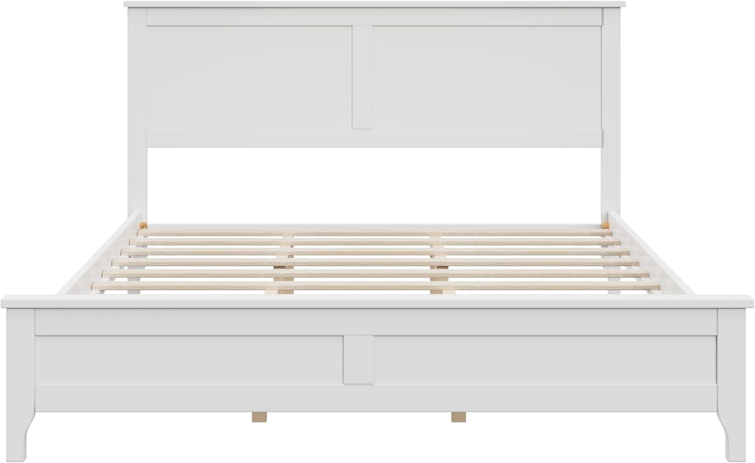 Queen Size Wood Bed Frame and Headboard, Modern Retro White Platform Beds Frames, Sturdy and Durable Design Rustic Wooden Bedroom Set, Easy Assembly, No Box Spring Needed (White, Queen)