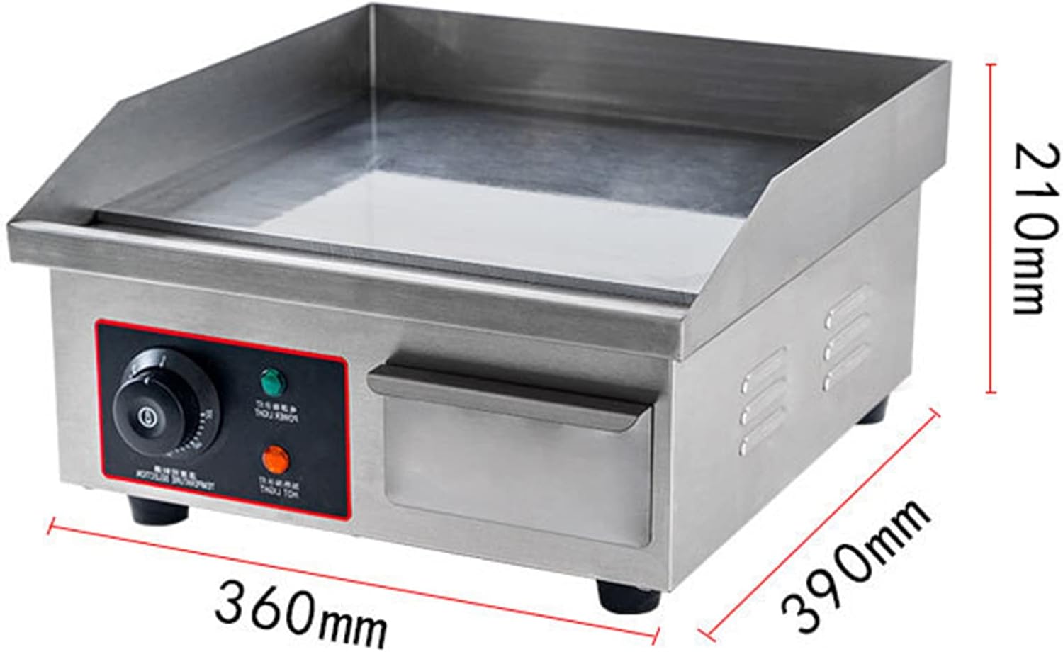 Electric Countertop Flat Top Griddle, Commercial Hot Plate BBQ, Non-Stick Teppanyaki, Stainless Steel Grill, Adjustable Thermostatic Control, for Kitchen Restaurant
