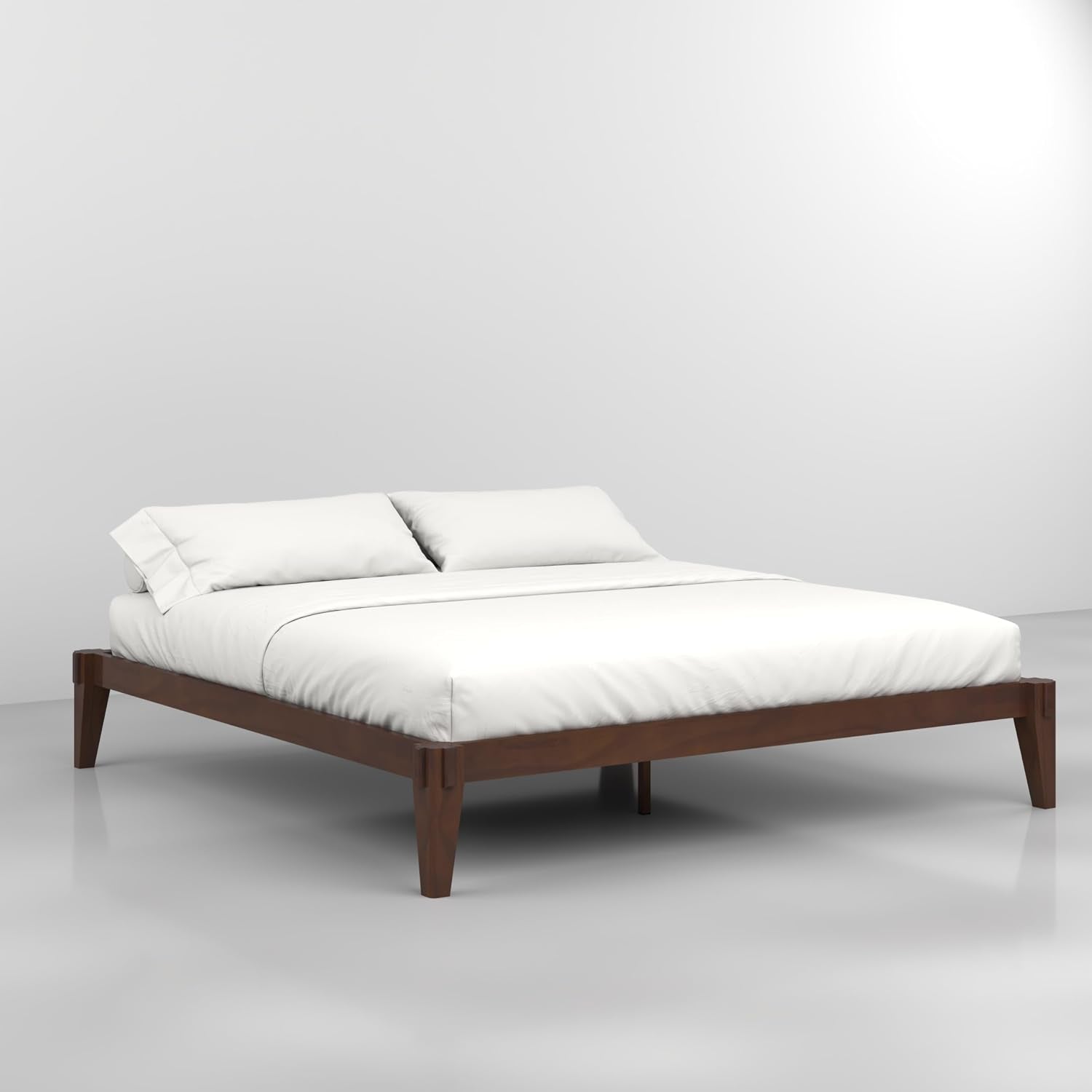 Bme Chalipa 14' King Bed Frame - Solid Wood Platform Bed - Japanese Joinery Bed Frame - Wood Slat Support - No Box Spring Needed - Easy Assembly - Minimalist & Modern Style, Walnut