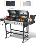 Propane Gas and Charcoal Grill Combo | Griddle Grill with Side Burner | BBQ Grills 2-in-1 | 41,500 BTU Output, 673 SQ IN Cooking Area Perfect for Outdoor Events & Backyard Barbecue