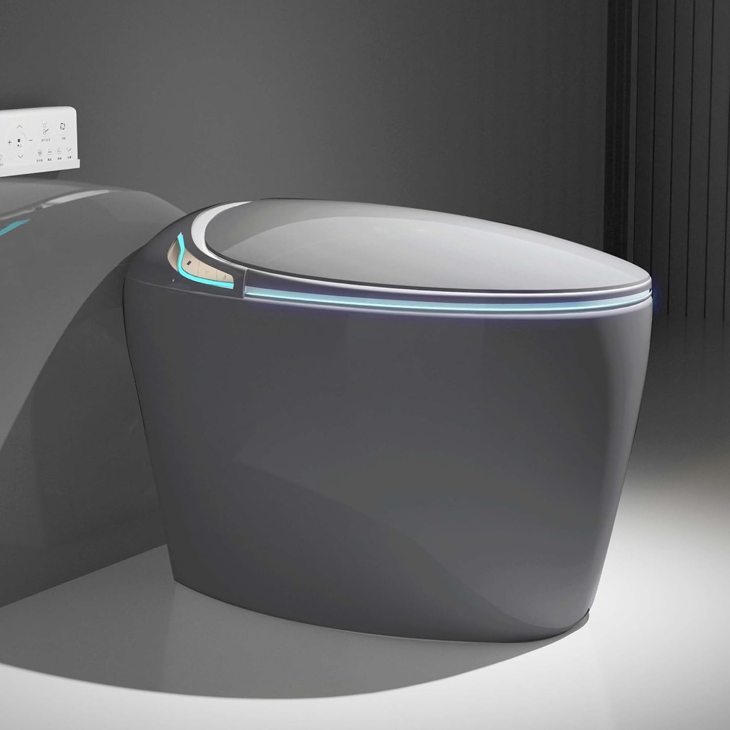 Black Smart Toilet with Bidet Built In, Luxury Elongated Electric Toilet with Heated Seat&Foot Sensor, 1.28 GPF Dual Flush, Auto Open/Close Seat, Warm Water&Dryer, Multiple Washing Modes (Grey)