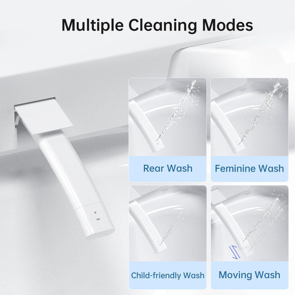 Smart Toilet Integrated Bidet, Ceramic with Polypropylene Seat, White+Gray, 15.94x25.12x17.91 Inches, 97 Pounds, Floor Mounted, Oval