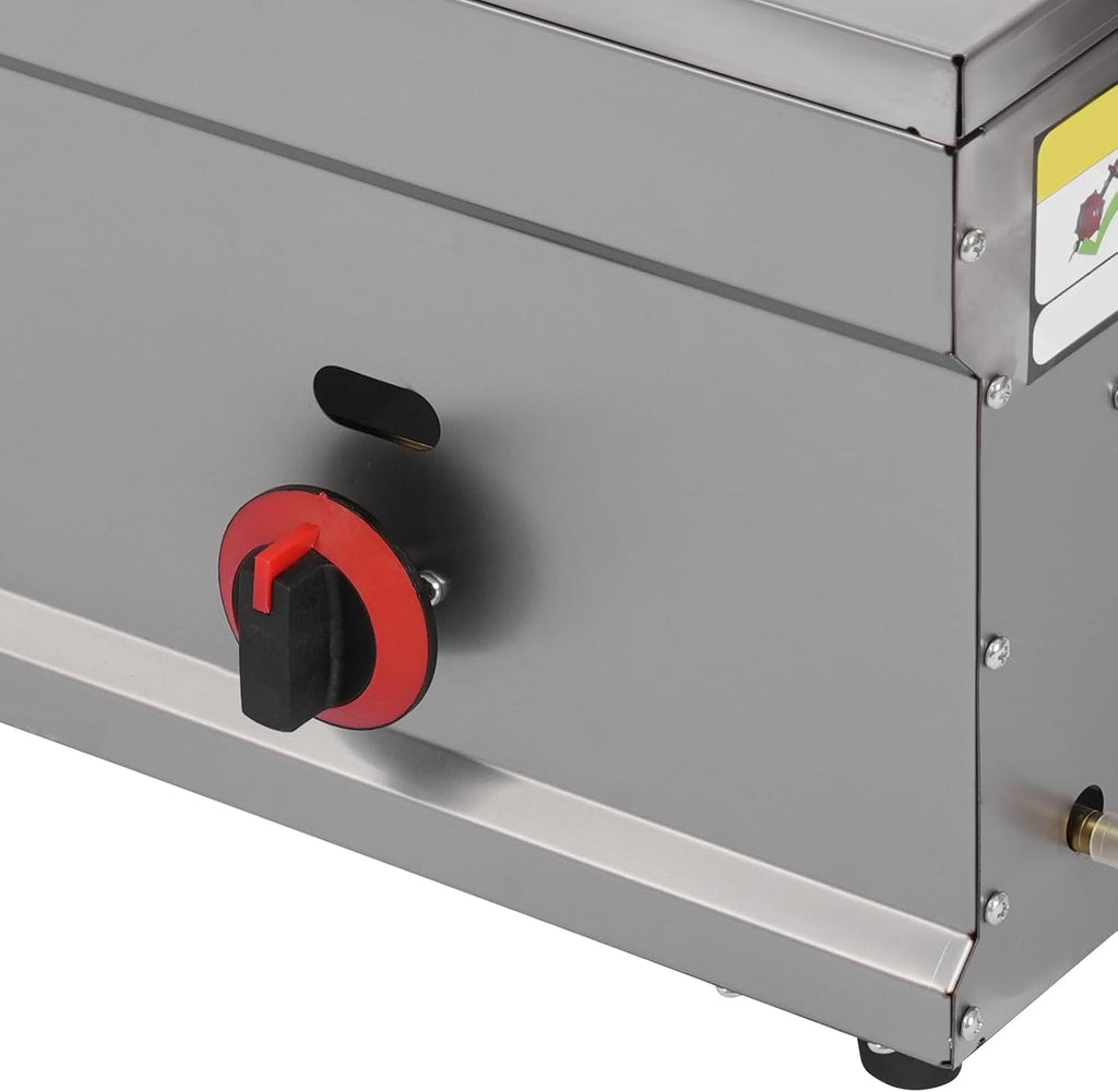 Commercial Gas Propane Grill, Heavy Duty Manual Flat Top Restaurant Grill, Stainless Steel Multi-Purpose Countertop Double Burner, BBQ Hot Plate Grill and Deep Fryer for Cafeterias and Restaurants