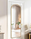 DYNWELL Full Length Over The Door Mirror, 50'x16' Bathroom Bedroom Living Room Mirror (Gold)