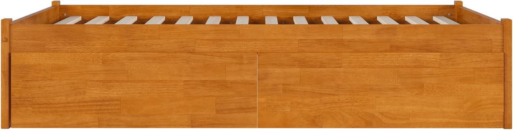 AFI Concord Full Solid Wood Platform Bed with Footboard & Storage Drawers in Light Toffee