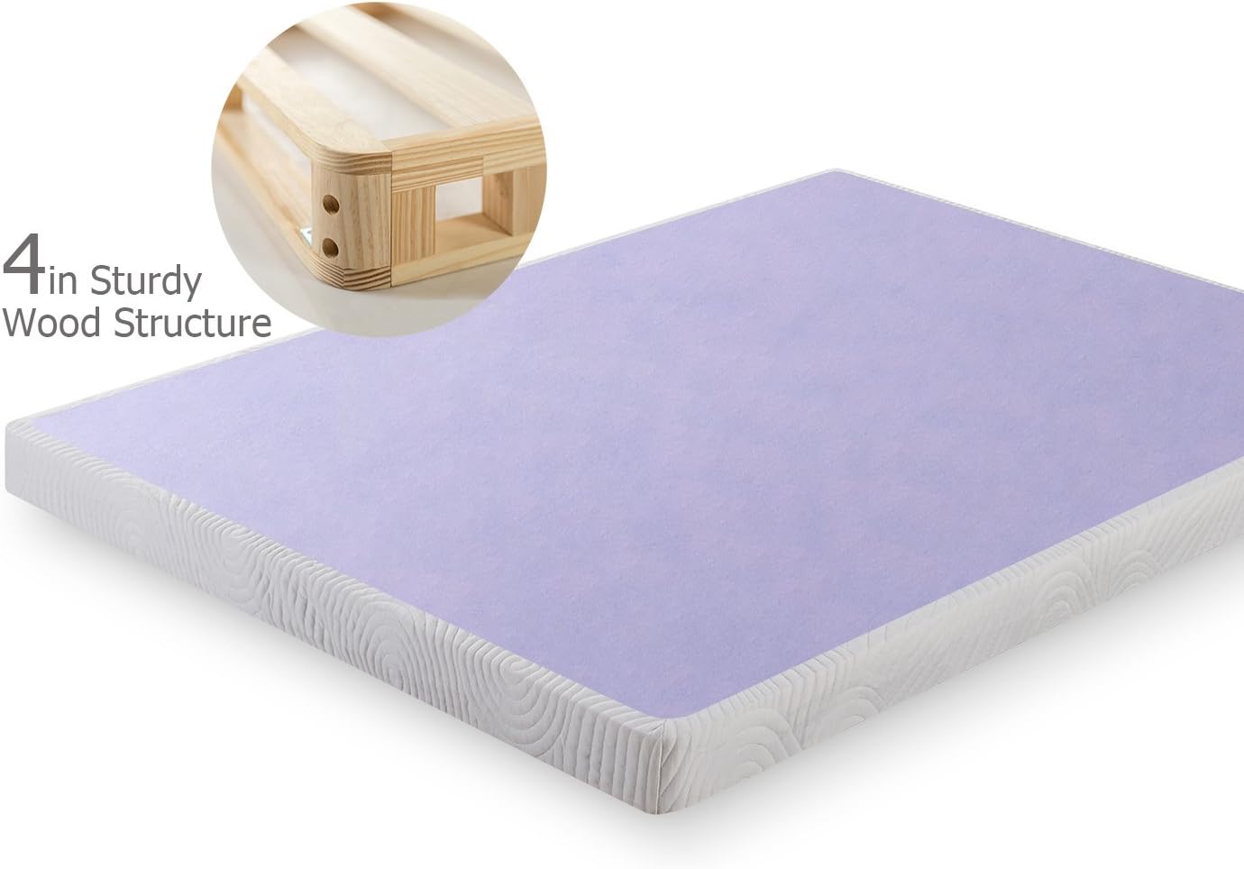 Zinus Edgar 4 Inch Wood Box Spring, Mattress Foundation, Sturdy Wood Structure, Low Profile, Easy Assembly, Twin