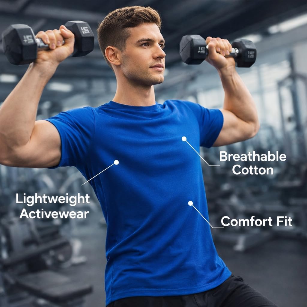 SOCKS'NBULK Men's Cotton Crew Neck Regular T-Shirts Bulk Short Sleeve Lightweight Tees Mix Colors