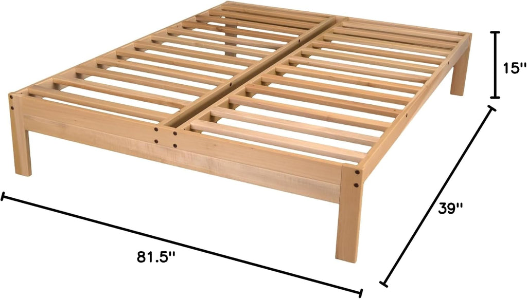 KD Frames Nomad Platform Bed - Twin XL Bed - Unfinished Wood Bed Frame - Minimalist Swedish Design - Natural Wood Bed - Easy Assembly, No Box Spring Needed - Solid Wood Twin XL Platform Bed