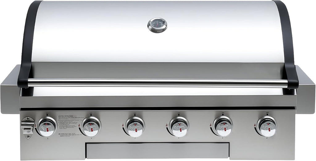 Flintex 40-inch Built-in BBQ Gas Grill (NG/LPG Convertible), 6-Burner Outdoor Kitchen Gas/Propane Grill with Griddle Combo, Stainless Steel Built-in Outdoor BBQ Grill for Outdoor Kitchen