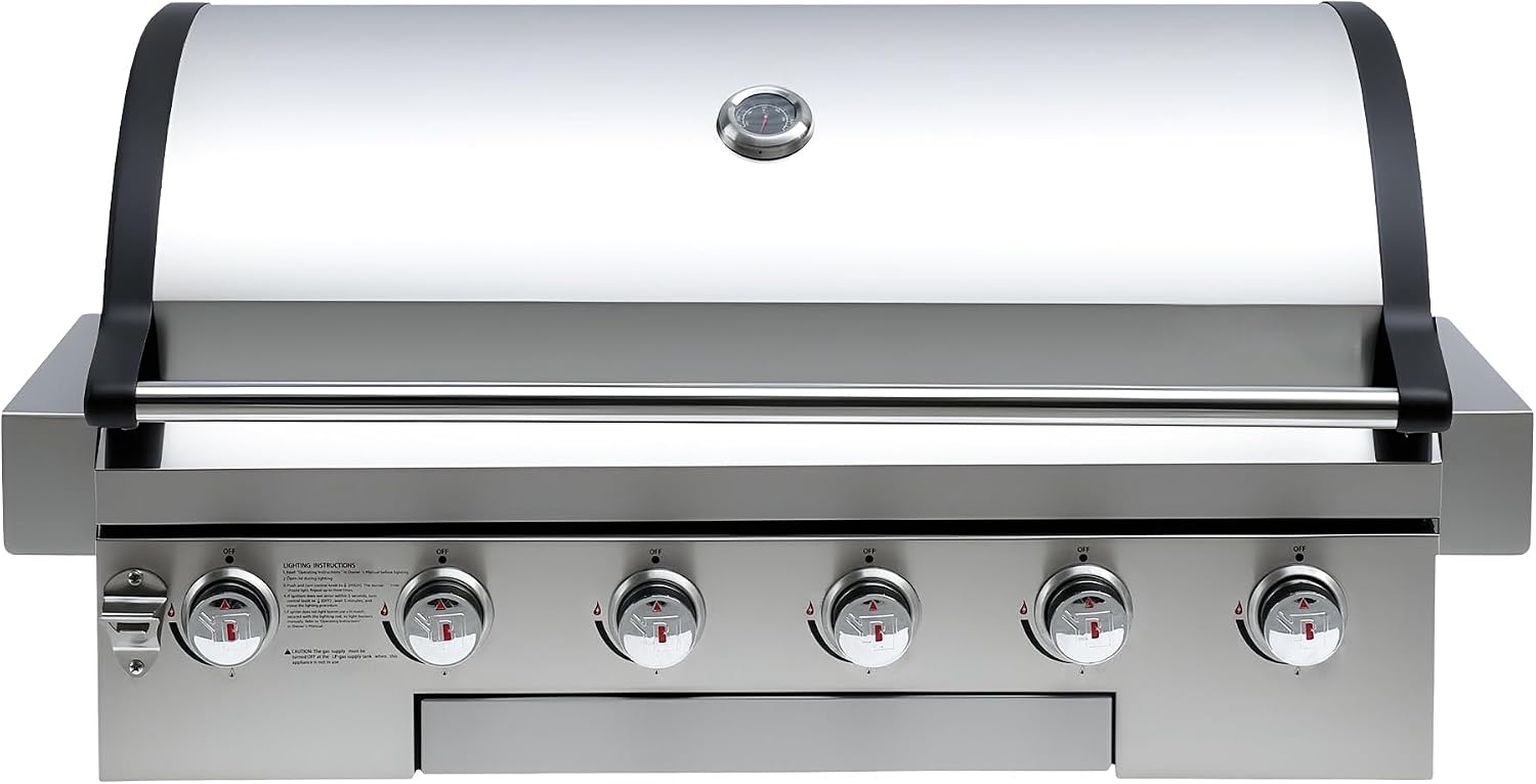 Flintex 40-inch Built-in BBQ Gas Grill (NG/LPG Convertible), 6-Burner Outdoor Kitchen Gas/Propane Grill with Griddle Combo, Stainless Steel Built-in Outdoor BBQ Grill for Outdoor Kitchen