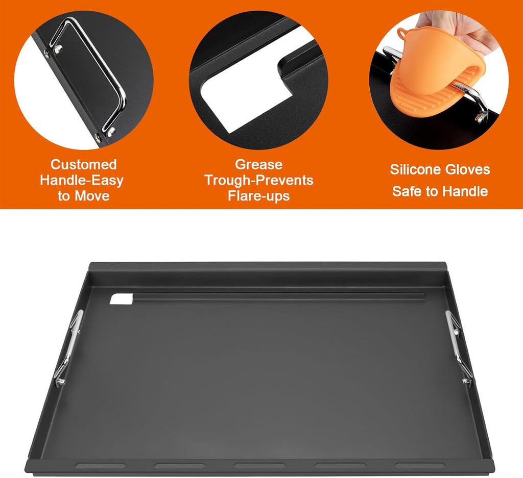 6787 Full-Size Griddle Inserts & 7658 Cast Iron Grill Griddle for Weber Spirit 300 & Spirit II 300 Series Grills, Flat Top Griddle for Weber Spirit I & II E-310 E-320 S-310 S-320