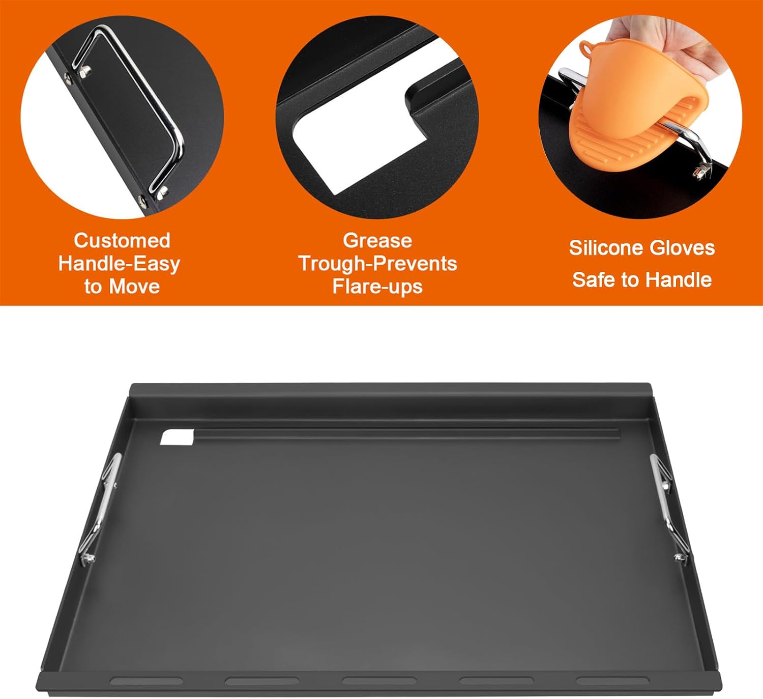 6787 Full-Size Griddle Inserts & 7658 Cast Iron Grill Griddle for Weber Spirit 300 & Spirit II 300 Series Grills, Flat Top Griddle for Weber Spirit I & II E-310 E-320 S-310 S-320