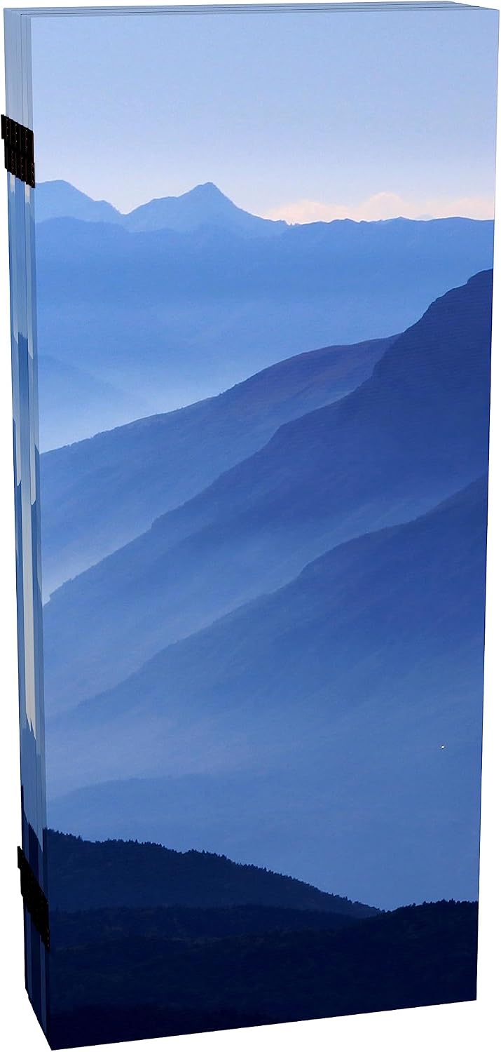 Red Lantern 3 ft. Short Double Sided Misty Mountain Canvas Folding Screen 6 Panel Freestanding Partition and Separator for Modern and Contemporary Bedroom, Home Office, Studio, Dorm, Apartment