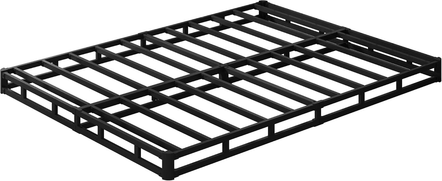 EMODA King Size Box Spring 4 Inch Heavy Duty Bed Base Metal Mattress Foundation with Fabric Cover, 3000LBS Max Weight Capacity, Noise Free, Easy Assembly
